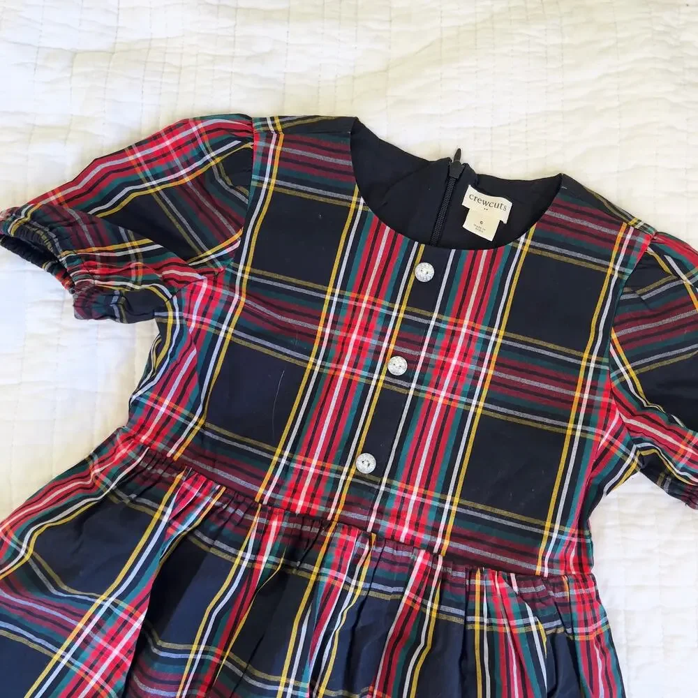 J.Crew Crewcuts Red and Black Plaid Holiday Dress Girls Size 6